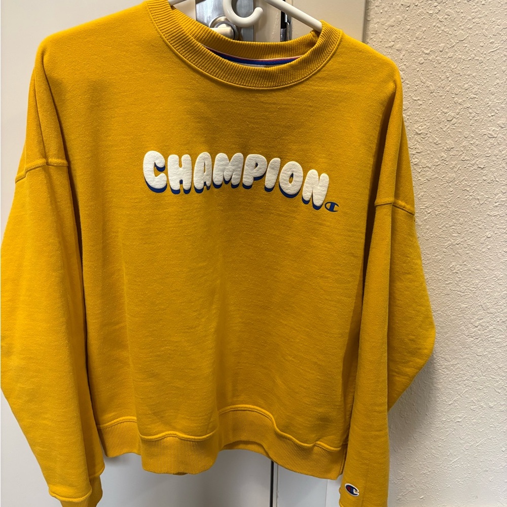Champion Women's Yellow Crew Neck Sweater
